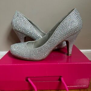 Dream Paris Silver Rhinestone 3in Low Pump Heel